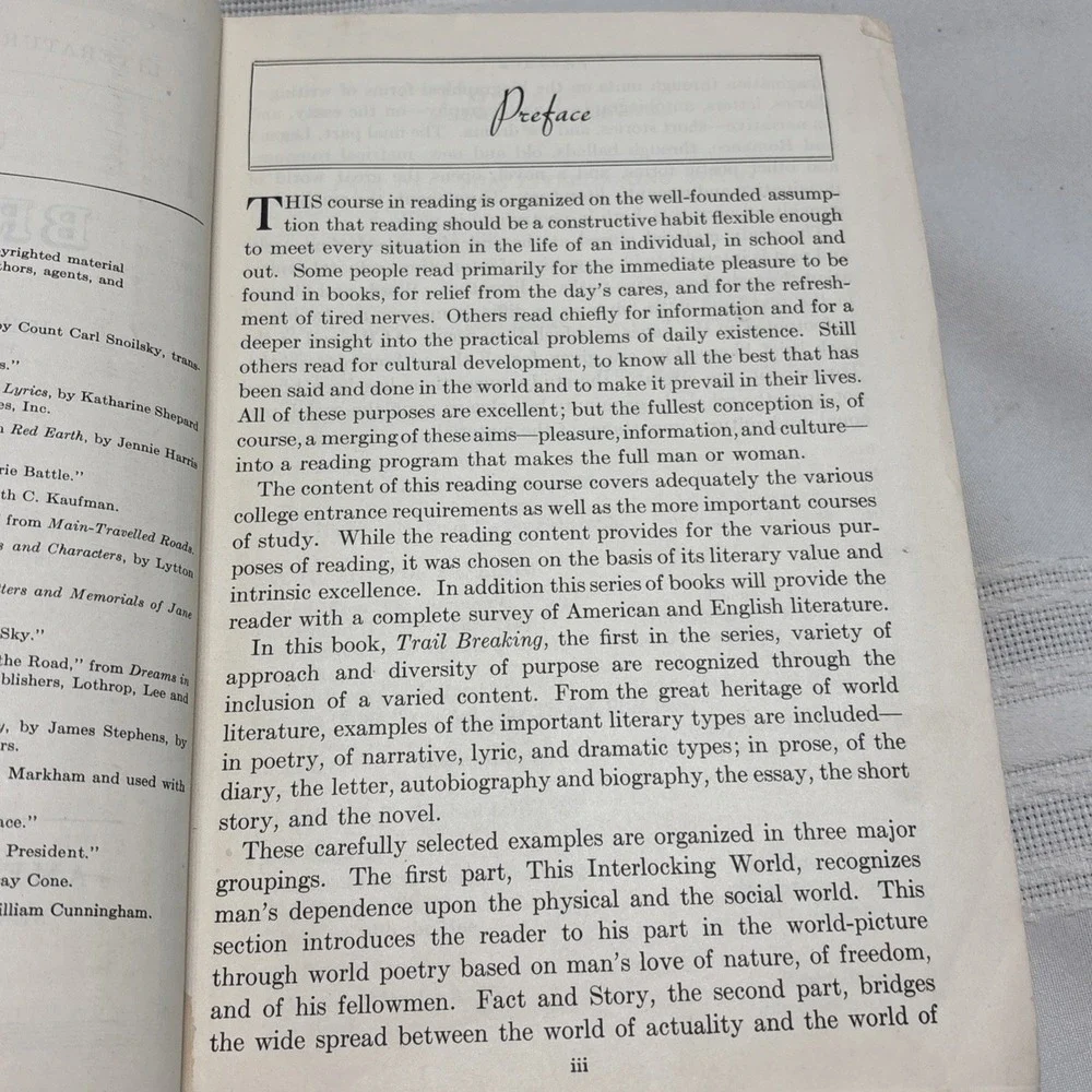 American Literature: Literature for the High School Bennett 1935 Trail Breaking